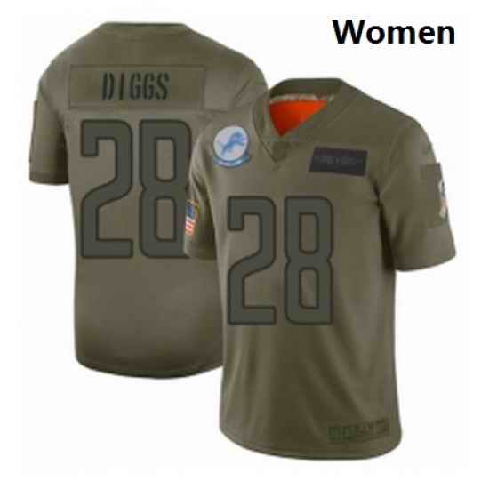 Womens Detroit Lions 28 Quandre Diggs Limited Camo 2019 Salute to Service Football Jersey